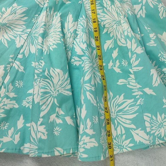 Nine West Sleeveless Fit and Flare Aqua Flower Dress Size 4 - Picture 7 of 10